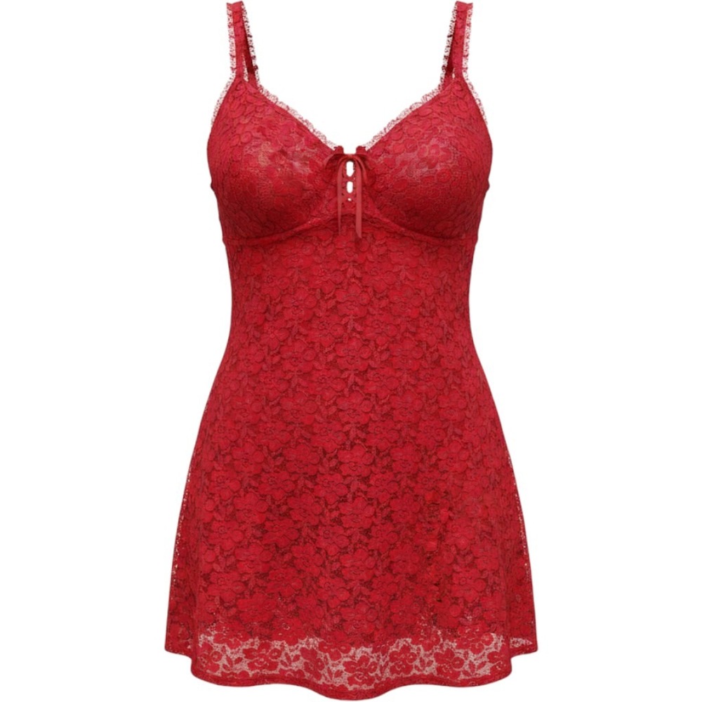 Etonne by Sarah Richards Red‎ Floral Lace Underwire Chemise Nightgown Large